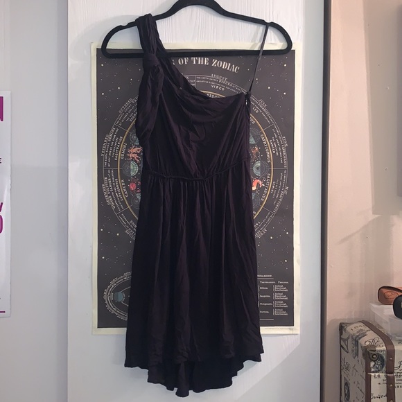 BCBGeneration Black One Shoulder Stretch Casual Dress Sz 0